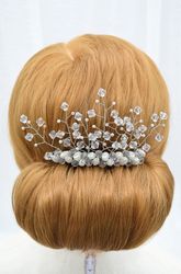 jeweled hair comb, elegant fancy hair accessories, classic wedding, diamante decorative metal hair comb