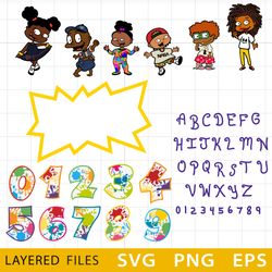 afro rugrats birthday afro rugrats layered svg, afro rugrats cricut, afro rugrats font svg cut files, rugrats afro svg