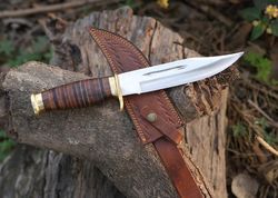 custom handmade d2 steel bowie knife with leather handle best gift for men