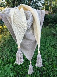 hand woven and handspun shawl  boho style