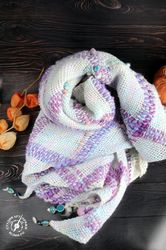 hand woven and handspun shawl  boho style