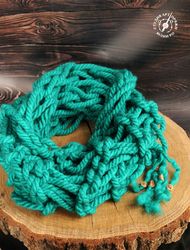 chunky finger knit snud "aquamarine"