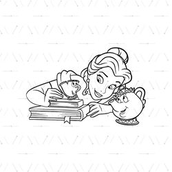 Princess Belle and The Magic Tea Set Silhouette SVG