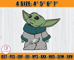 Philadelphia Eagles Baby Yoda Embroidery, Baby Yoda Embroidery, NFL Eagles Embroidery, Embroidery Design files