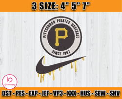 nike pittsburgh pirates baseball since 1887, nike mlb embroidery, embroidery machine file