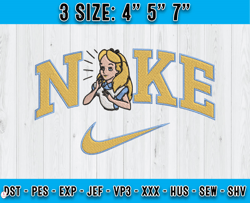 nike alice embroidery, alice embroidery, disney characters embroidery