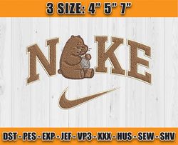 nike x grizz bear embroidery, we bare bears character embroidery, cartoon character embroidery