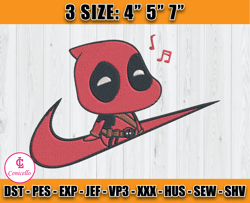 nike deadpool embroidery, chibi deadpool embroidery, embroidery machine