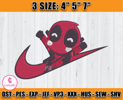 nike cute deadpool embroidery, nike disney embroidery, embroidery machine file