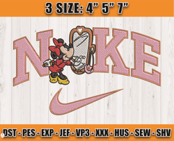nike x cute mickey embroidery, cartoon nike embroidery, mickey mouse character embroidery