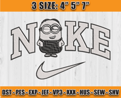 nike minions bob embroidery, nike logo embroidery, cartoon character embroidery