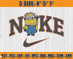 nike minions jerry embroidery, nike cartoon embroidery, minions character embroidery