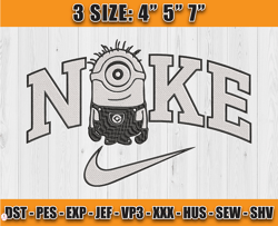 nike cute minions embroidery, cartoon nike embroidery, embroidery file