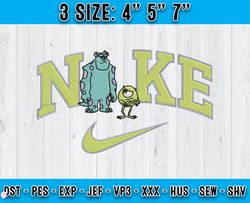 wazowski nd sulley embroidery, disney nike embroidery, embroidery desing file