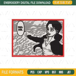 eren yeager anime aot end of an era embroidery file