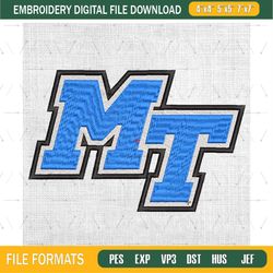 middle tennessee blue raiders ncaa football logo embroidery design