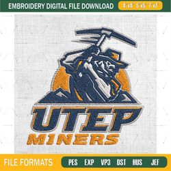 utep miners ncaa football logo embroidery design