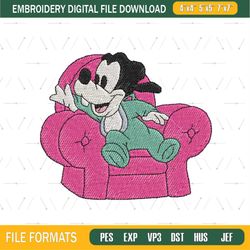 Baby Goofy Sitting Sofar Embroidery ,png