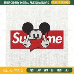 supreme x mickey mouse embroidery machine