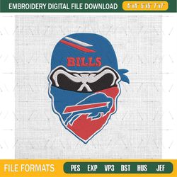 skull buffalo bills embroidery design