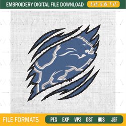 detroit lions ripped claw machine embroidery design file