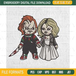 chucky and tiffany embroidery design file