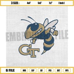 ncaa georgia tech yellow jackets logo embroidery design