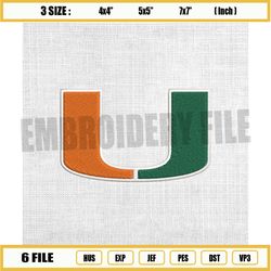 ncaa miami hurricanes sport logo embroidery design