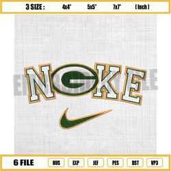 green bay packers x nike swoosh logo embroidery design