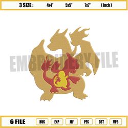 charizard pokemon embroidery design