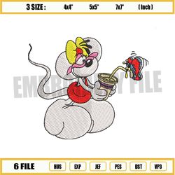 diddlina mouse coffee embroidery