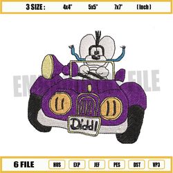 cartoon mouse diddl purple car embroidery