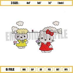 hello kitty friends floral embroidery png