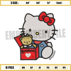 hello kitty love gift embroidery png