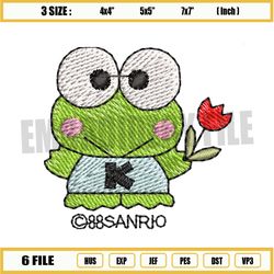 mr frog keroppi flower embroidery png