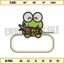 sanrio keroppi frog fruit basket embroidery png