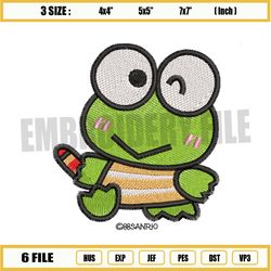 cute frog kerokerokeroppi embroidery png