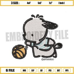 sanrio pochacco playing basketball embroidery png