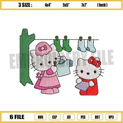 hello kitty helping mama embroidery png