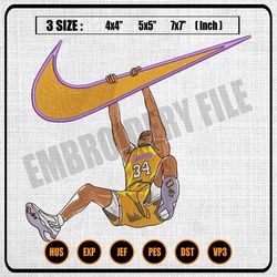 swoosh nike laker shaquille o neal embroidery design