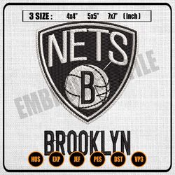 nets brooklyn logo embroidery design