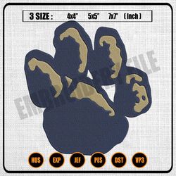 pittsburgh panthers mascot paws logo embroidery, ncaa logo embroidery designs, machine embroidery designs