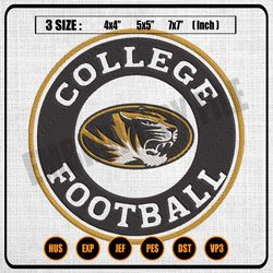 missouri tigers college football logo embroidery, ncaa logo embroidery designs, machine embroidery designs