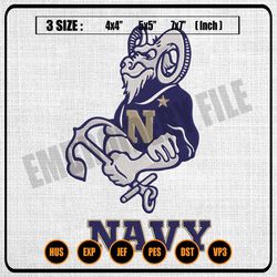 navy midshipmen mascot bill the goat embroidery, ncaa logo embroidery designs, machine embroidery designs