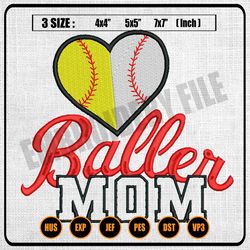 baller mom sport baseball embroidery