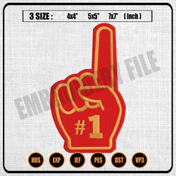 red foam finger hand sport embroidery