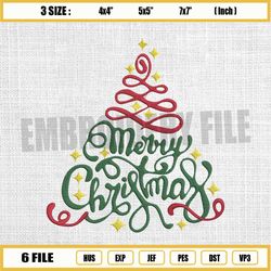 xmas tree embroidery machine design, merry christmas embroidery machine design, instant download
