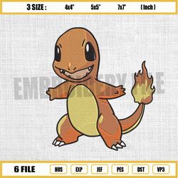 charmander pokemon embroidery design