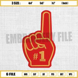 red foam finger hand sport embroidery