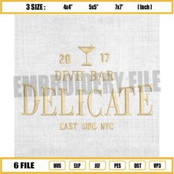 dive bar delicate embroidery design, east side bar embroidery, the club embroidery